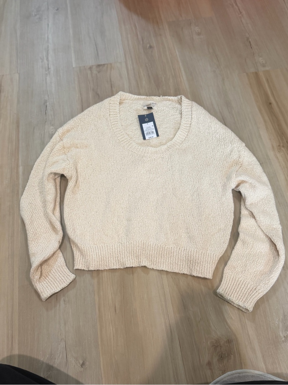 Cream Knit Crewneck Sweater - Women